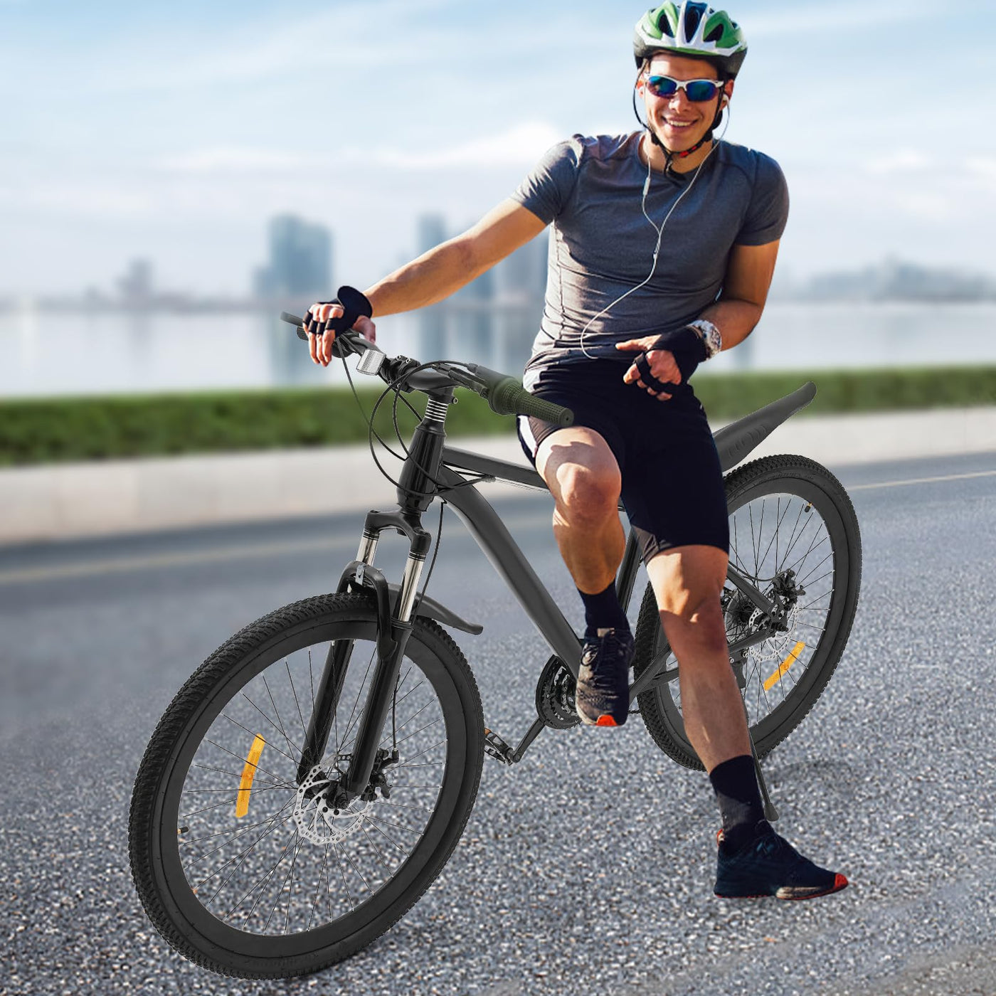 Kanbihao Mountainbike 26 Zoll, 21 Gang Fahrrad Herren Damen Scheibenbremse Vorne Gabelfederung MTB Fahrad Schwarz