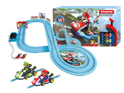 Carrera 20063028 FIRST Nintendo Mario Kart Rennstrecken-Set I 2,9m elektrische Rennbahn mit Streckenteilen und Handregler im Maßstab 1:50 I für bis zu 2 Spieler I für Kinder ab 3 Jahren & Erwachsene