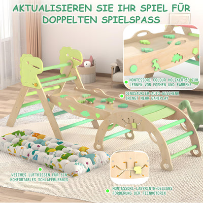 LEWGEE Montessori Indoor Spielset:9-in-1 Klettergerüst,Indoor Kletterdreieck, Kletterbogen mit Kissen,und Rutsche für Kinder,Indoor Spielplatz 1-3 Jahre