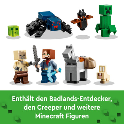 LEGO Minecraft Die Mine in den Badlands -Interaktives Spielzeug mit Forscher-, Creeper- und Spinnen Figuren sowie einer TNT-Explosionsfunktion - Gamer Geschenk für Jungen & Mädchen ab 8 Jahren - 21263