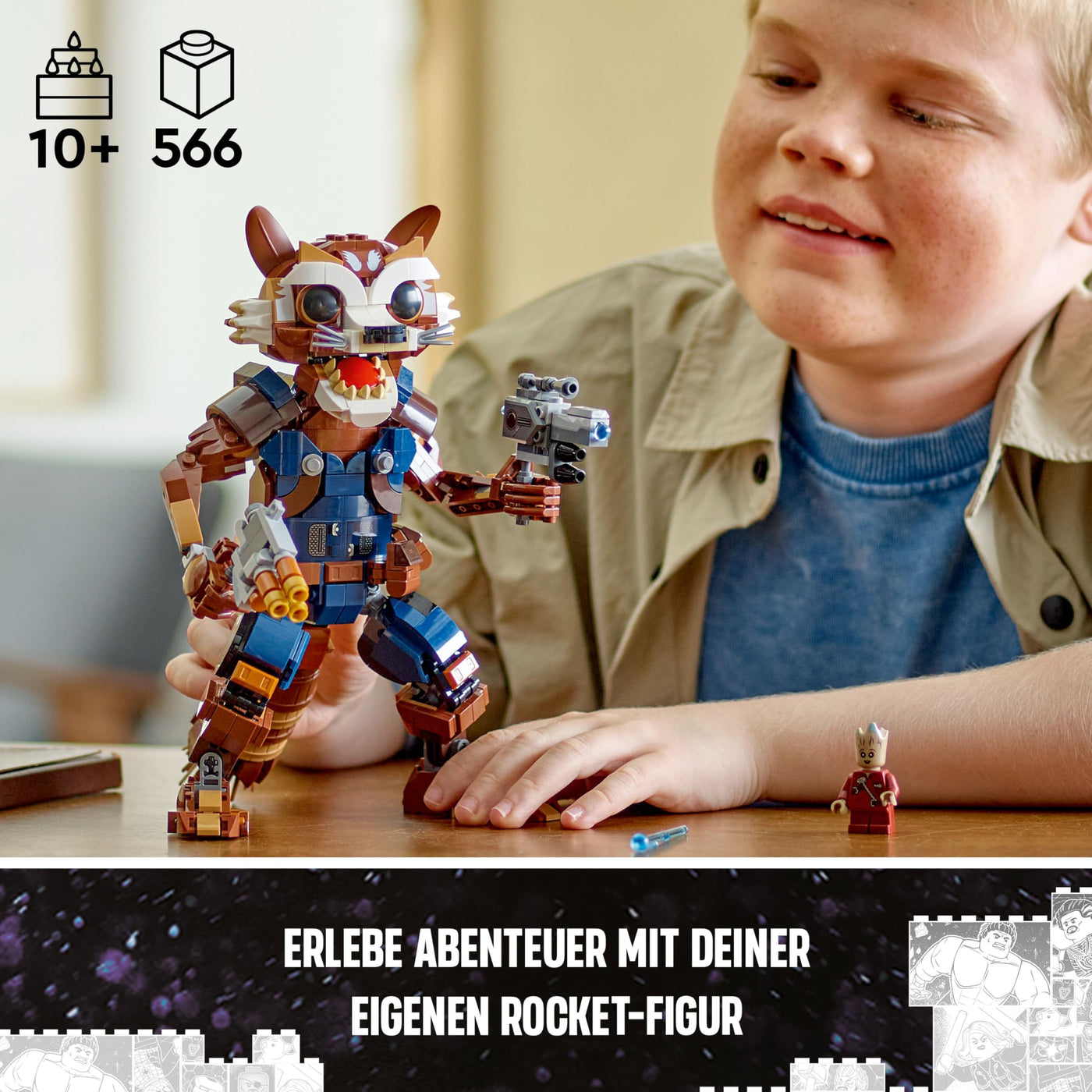 LEGO Marvel Rocket & Baby Groot, baubares Superhelden-Spielzeug für Kinder aus Marvel Studios' Guardians of The Galaxy, Figur für Rollenspiele, Geschenk für Jungs und Mädchen ab 10 Jahren 76282