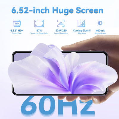 OUKITEL C57S Android 14 Smartphone Ohne Vertrag 4G - 8GB+64GB/128GB Handy Günstig, Octa Core, 6,52 Zoll HD+, 4300mAh Handy Ohne Vertrag, 4G Dreifache SLM Simlockfreie Handys 2 Jahre Garantie - Blau