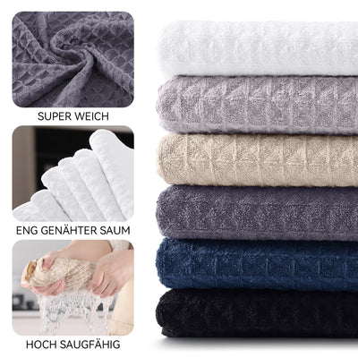 Moosfor Microfasertücher, 6er-Set, Saugfähige Fusselfrei Küchentücher Spültücher für Küche Dicke Barista Tuch Geschirrtücher Lappen, 30 x 30 cm, Schwarz