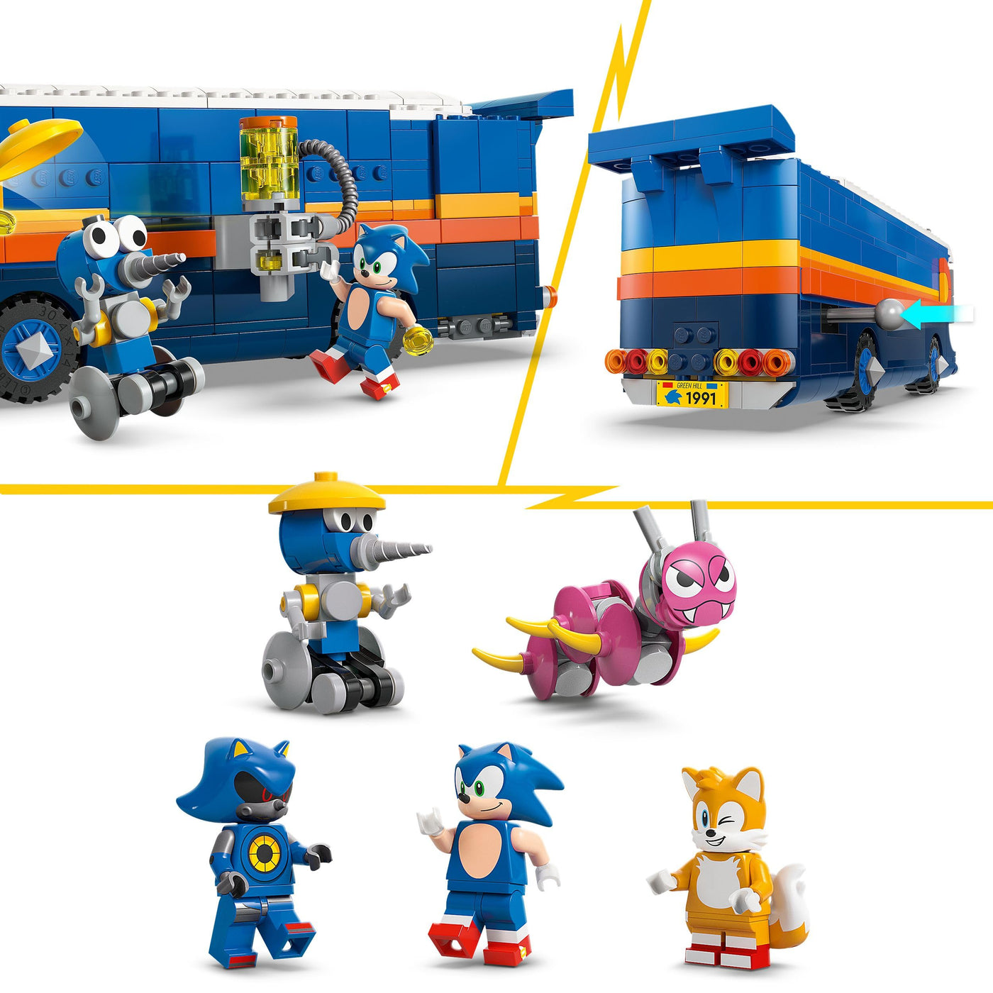 LEGO Sonic The Hedgehog Team Sonics Kommando-Truck - Interaktives Spielzeug mit ATV-Auto und 5 Minifiguren mit Tails - Kreatives Geschenk für Jungen, Mädchen und Gamer Fans ab 8 Jahren - 77006