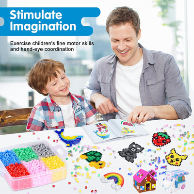 LULUETPUE Bügelperlen Set, Steckperlen mit Aufbewahrungsbox, Platten, Benutzerführung, Kinder DIY Perlen für Schmuck Deko, Verzierungen und 3d Geschenk Bastelideen ab 3 jahre(5mm,20 Farbe)