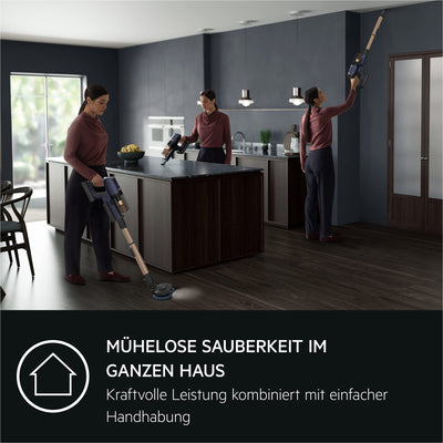 AEG HYGIENIC 8000 AP81B25WET Staubsauger mit Wischfunktion / Automatik / 5-Stufen Filtration / digitale Anzeige / Multi-Bodendüse & Mop-Düse / 3 Stufen / Akku wechselbar / Zubehör / 400ml / blau
