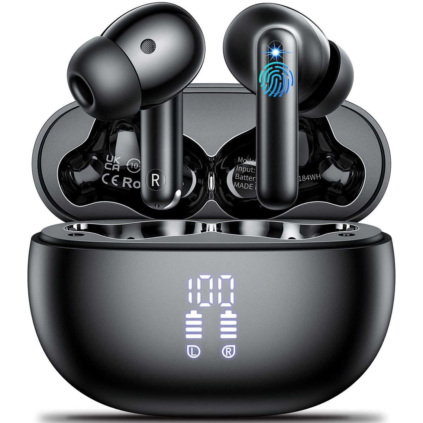 Bluetooth Kopfhörer in Ear Kopfhörer Kabellos Bluetooth 5.3 HiFi Stereoklang, Kopfhörer mit 4 ENC Noise Cancelling Mic, 42H Kabellose Kopfhörer con LED Anzeige Ladekoffer, IPX7 Wasserdicht Ohrhörer