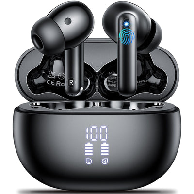 Bluetooth Kopfhörer in Ear Kopfhörer Kabellos Bluetooth 5.3 HiFi Stereoklang, Kopfhörer mit 4 ENC Noise Cancelling Mic, 42H Kabellose Kopfhörer con LED Anzeige Ladekoffer, IPX7 Wasserdicht Ohrhörer