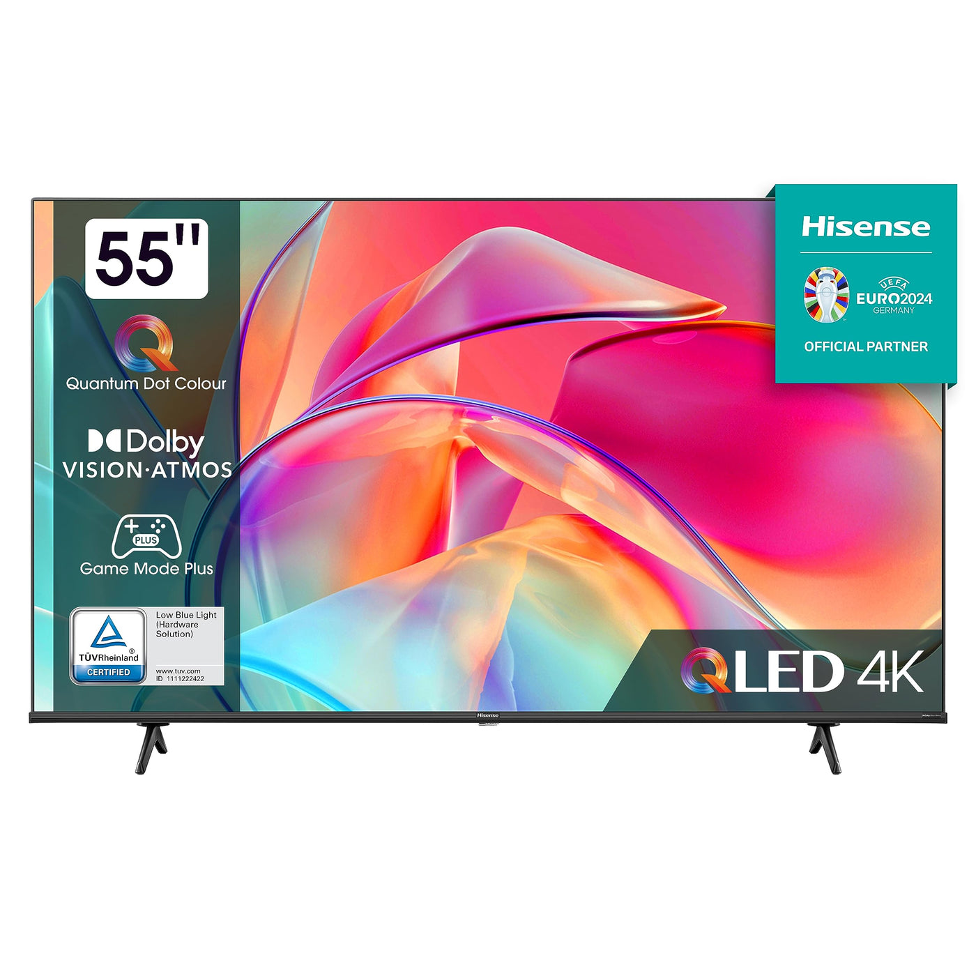 Hisense 55E7KQ QLED Smart TV 139 cm (55 Zoll), 4K, HDR10, HDR10+ decoding, HLG, Dolby Vision, DTS Virtual, 60Hz Panel, Bluetooth, Alexa Built-in, VIDAA Voice, schwarz