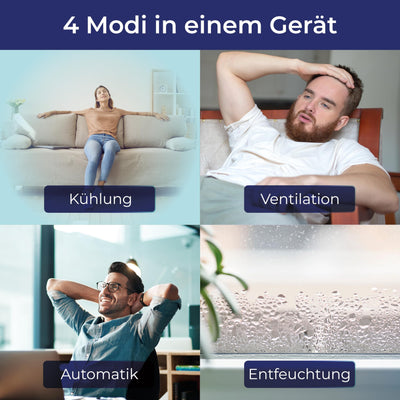 KLAMER Mobile Klimaanlage mit Abluftschlauch und Wassertank, 7000 BTU/h, 3-in-1 Klimagerät für Räume bis 25m², mit Luftentfeuchter, Kühlung und Ventilation für Haus, Wohnung & Büro