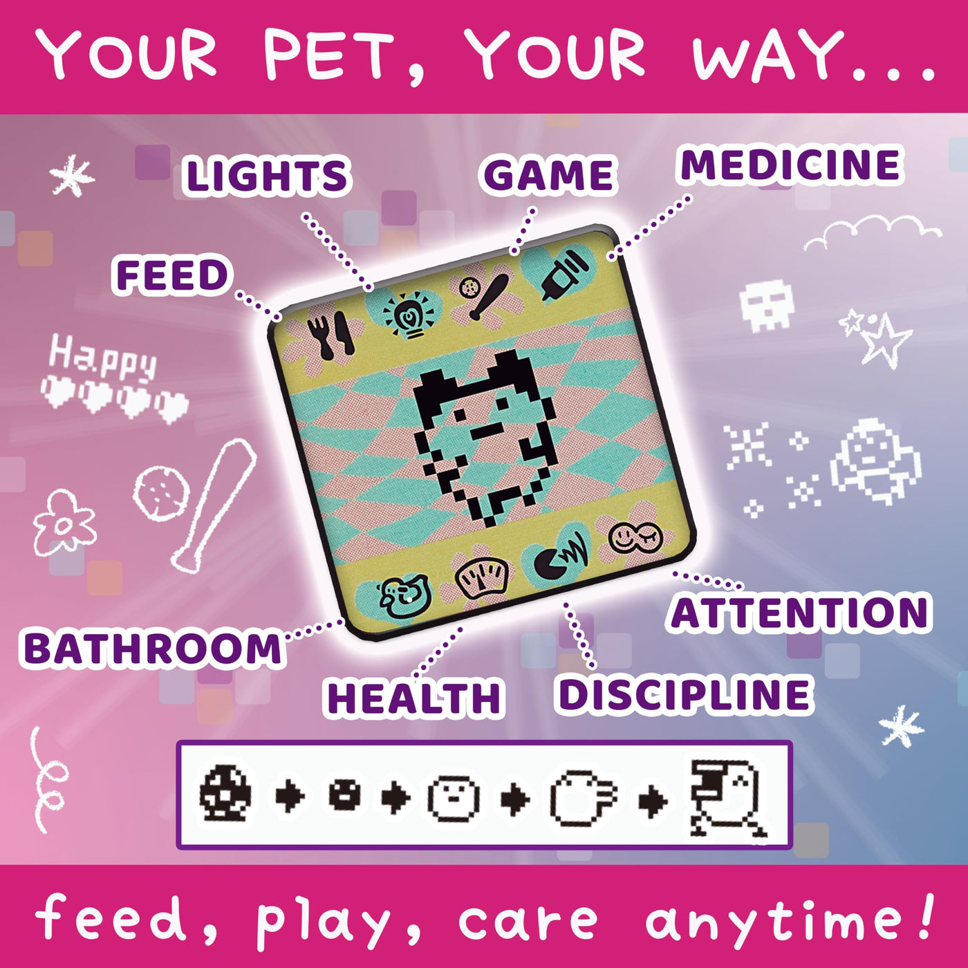 TAMAGOTCHI Bandai Original Unicorn - virtuelles elektronisches Haustier mit Display, 3 Tasten und Spielen - 42927