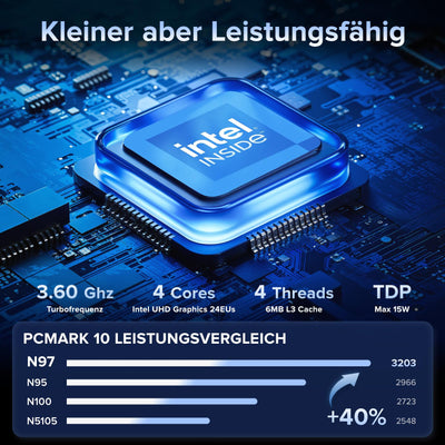 NiPoGi E1 Mini PC mit Ιntel Alder Lake N97(Max 3,6 GHz) 16GB DDR4 512GB SSD,Mini Computer Dual UHD Display 4K@60Hz HDMI 2.0+DP 1.4 Desktop PC mit Gigabit Ethernet/2.4+5G WiFi/Bluetooth für Büro