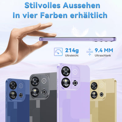 OUKITEL C57S Android 14 Smartphone Ohne Vertrag 4G - 8GB+64GB/128GB Handy Günstig, Octa Core, 6,52 Zoll HD+, 4300mAh Handy Ohne Vertrag, 4G Dreifache SLM Simlockfreie Handys 2 Jahre Garantie - Blau
