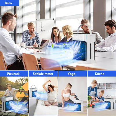 Mobile Klimaanlage mit Fernbedienung,1100ML Mini Luftkühler mit Wasserkühlung, 2-8H Timer & 7 LED，3 Luftgeschwindigkeiten & 3 Kühlnebel, Mobiles Klimagerät für zimmer,Wohnungen und Büro