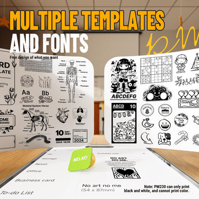 Nelko Mini Drucker PM230 Aufkleber Drucker Fotodrucker mit 3 Rollen Etiketten für Smartphone Thermodrucker Bluetooth Etikettendrucker für DIY Erstellung, Studiennotizen, (Weiß)