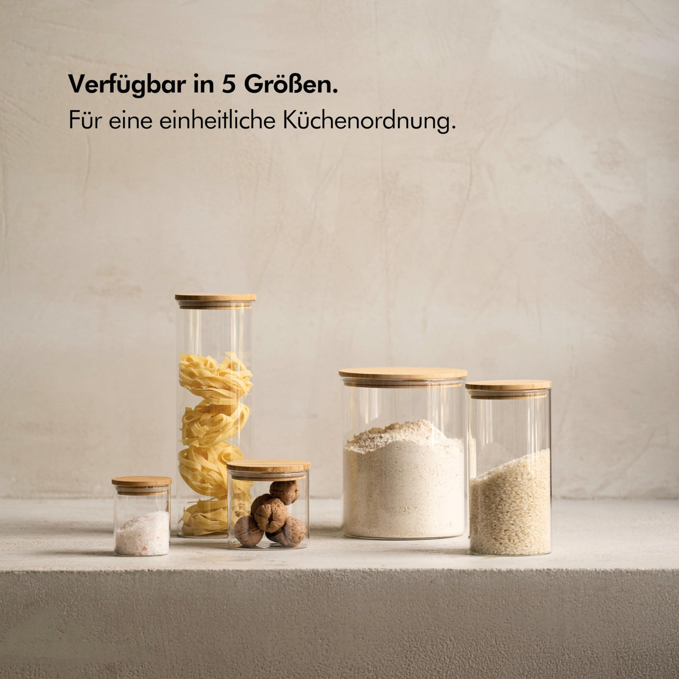 KIVY Vorratsgläser mit Deckel Luftdicht - 4 x 1200ml - Vorratsdosen Glas mit Deckel - Vorratsdosen mit Deckel luftdicht Glas - Vorratsglas mit Deckel - Vorratsbehälter Glas Aufbewahrung Holzdeckel