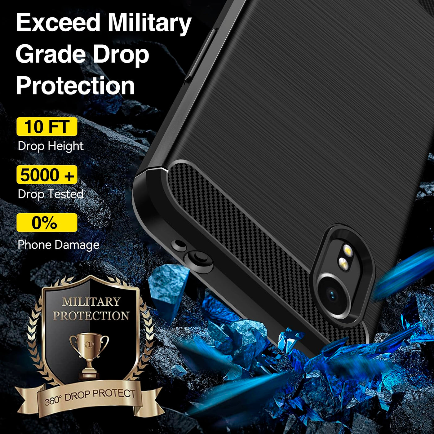 ivoler Hülle für Samsung Galaxy Xcover 7 mit 2 Stück Panzer Schutz Glas, Militärischer Stoßfest Handyhülle, Dünne Weiche TPU Silikon Kratzfest Schutzhülle Anti-Fingerabdruck Case, Schwarz