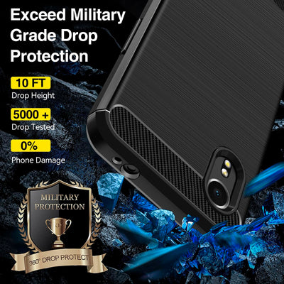 ivoler Hülle für Samsung Galaxy Xcover 7 mit 2 Stück Panzer Schutz Glas, Militärischer Stoßfest Handyhülle, Dünne Weiche TPU Silikon Kratzfest Schutzhülle Anti-Fingerabdruck Case, Schwarz