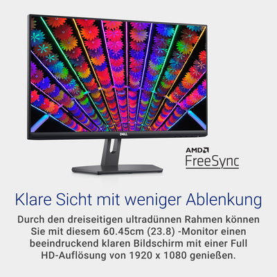 Dell S2421NX 24 Zoll Full HD (1920x1080) Monitor, 75Hz, IPS, 4ms, AMD FreeSync, Ultradünner Rahmen, 2x HDMI, 3 Jahre Garantie, Schwarz