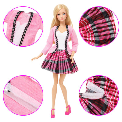 Miunana 28 Kleidung für 30 cm Puppen Puppenkleidung, 1 Mantel 1 Plüschoberteil Outfit 1 Pullover 1 Plüschjacke Set 3 Fashion Kleider 3 Tops 3 Hosen 5 Minikleider 10 Schuhe für 11,5 Zoll Puppen