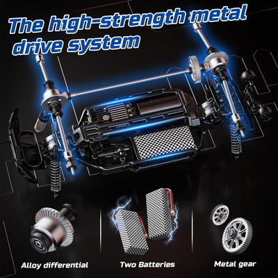 DEERC 9003E 1:14 RC-All-Terrain-Autos, 40 km/h Hochgeschwindigkeits-Offroad-RC-Truck, 4WD-Fernsteuerungsauto mit 2 Lithium-Ionen-Akkus, schnelles Monstertruck-Spielzeug für Kinder und Erwachsene