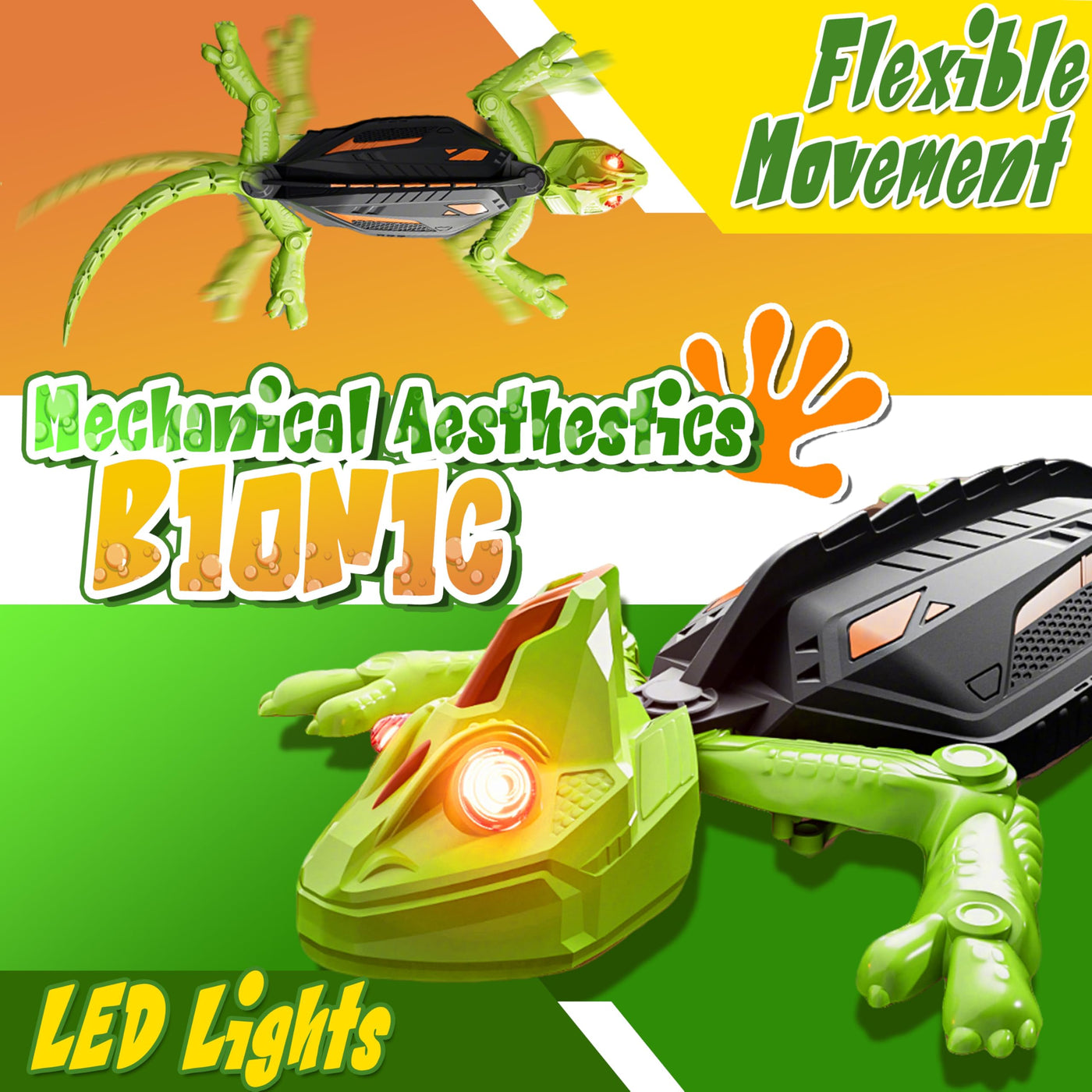 Wall Crawler Chamäleon Spielzeug, Wiederaufladbar Ferngesteuert Gecko, Eidechse Roboter mit leuchtenden LED-Augen, Kinder Spielzeug, Geschenk Jungen Mädchen 3 4 5 6 7 8+ Jahre [Verbesserte Version]