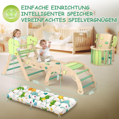 LEWGEE Montessori Indoor Spielset:9-in-1 Klettergerüst,Indoor Kletterdreieck, Kletterbogen mit Kissen,und Rutsche für Kinder,Indoor Spielplatz 1-3 Jahre
