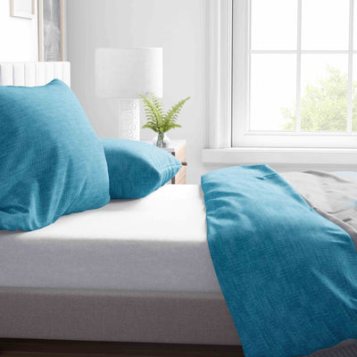 Leonado Vicenti Bettwäsche Baumwolle Set Grau Türkis Geometrisch modern Deckenbezug Kissenbezug mit Reißverschluss, 135x200 cm, 2teilig