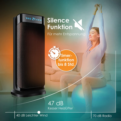 KESSER® - Heizlüfter mit Fernbedienung - 2000W Keramik Heizlüfter Heiztower 10-35°C energiesparend leise - Schnellheizer mit Oszillationsfunktion - 2 x Heizstufen - Timer - Heizung Heater