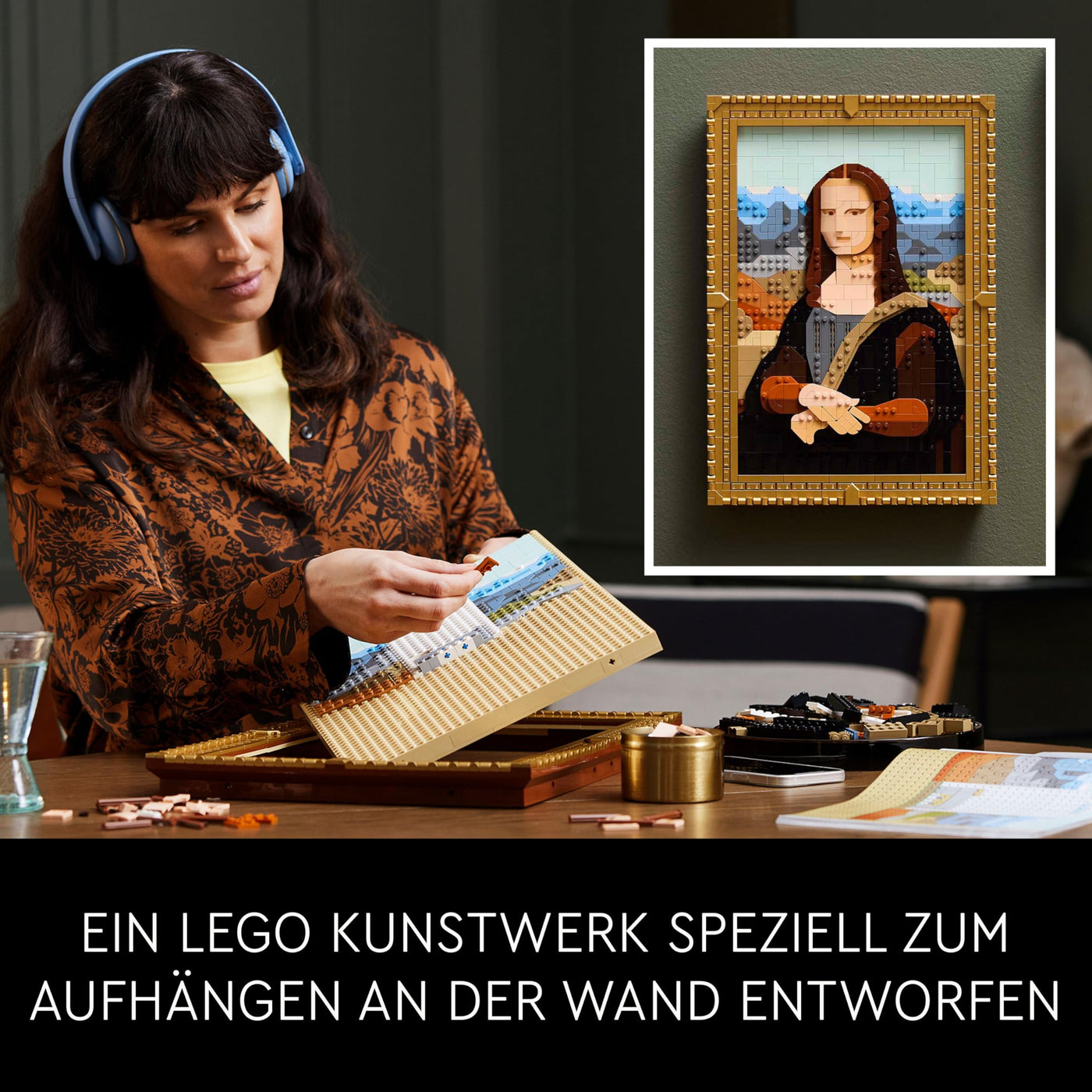 LEGO Art Mona Lisa, Set für Erwachsene, Gemälde von Leonardo da Vinci zum Aufhängen, kreative Aktivität für Männer und Frauen, Geschenk für Kunstliebhaber, italienische Renaissance Kunst 31213