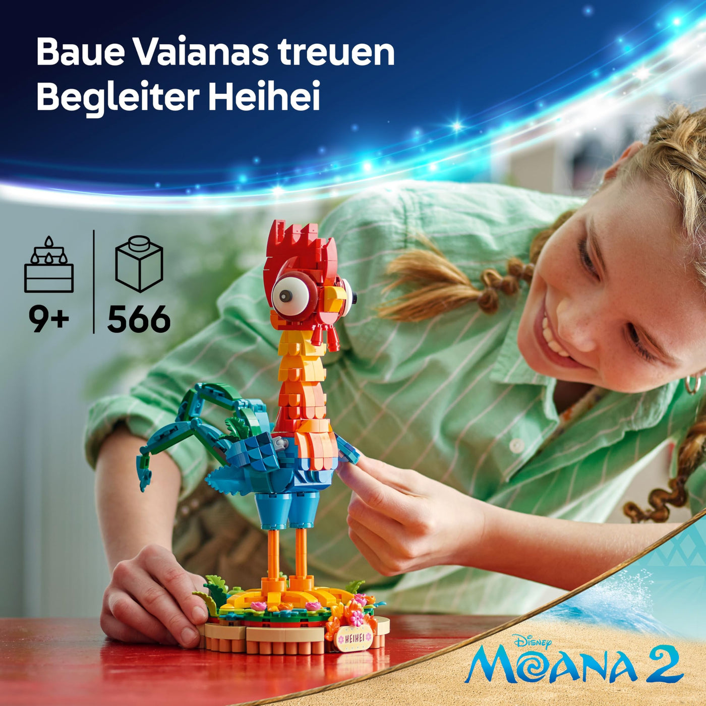 LEGO ǀ Disney Vaiana 2: Heihei Spielzeug - Tierfigur zum Spielen & Ausstellen mit drehbarem Kopf, beweglichen Flügeln & Schwanzfedern sowie Ständer – Geschenk für Mädchen ab 9 Jahren – 43272