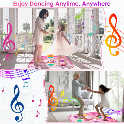 ZWOOS Tanzmatte für Kinder ab 3-12+ Jahre, Beleuchtete Tanzmatte Spielzeug Kinder, Elektronisch Musik Tanzpad Geschenke für Mädchen ab 3 4 5 6 7 8 9 10 11 12 Jahren zu Weihnachten und zum Geburtstag