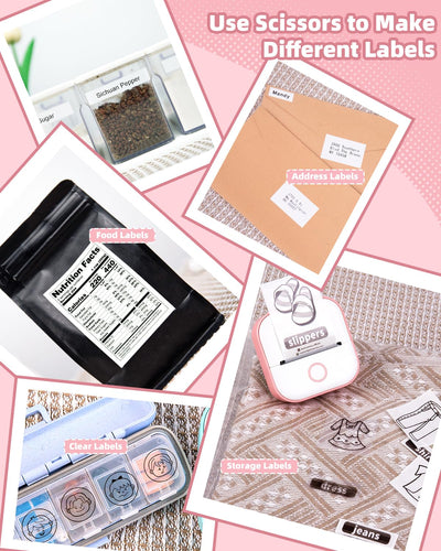 Memoking Mini Aufkleberdrucker - T02 Kleiner Thermodrucke, Tragbarer Kabelloser Notizdrucker mit 3 Rollen Papier für Kindertag, Geburtstag, Kompatibel mit iOS & Android (Rosa)