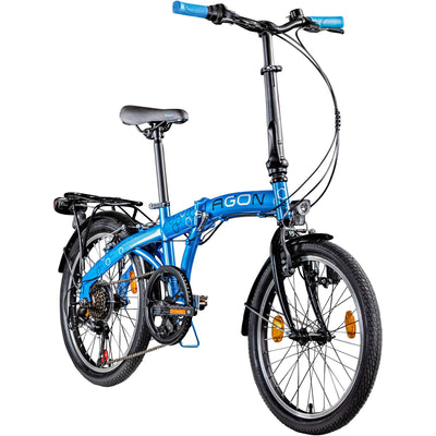 AGON Parklane 20 Zoll Klapprad Fahrrad Faltrad Klappfahrrad 20" StVZO 6 Gänge Urban Bike (blau, 33 cm)