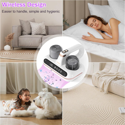 Yaasier Milbensauger für matratzen mit LED-Anzeige, 80000 RPM/Min Milbenstaubsauger mit UV-Licht und Staubmilben-Sensor, Antimilben-Staubsauger entfernt 99,9% für Matratze Sofa Bett