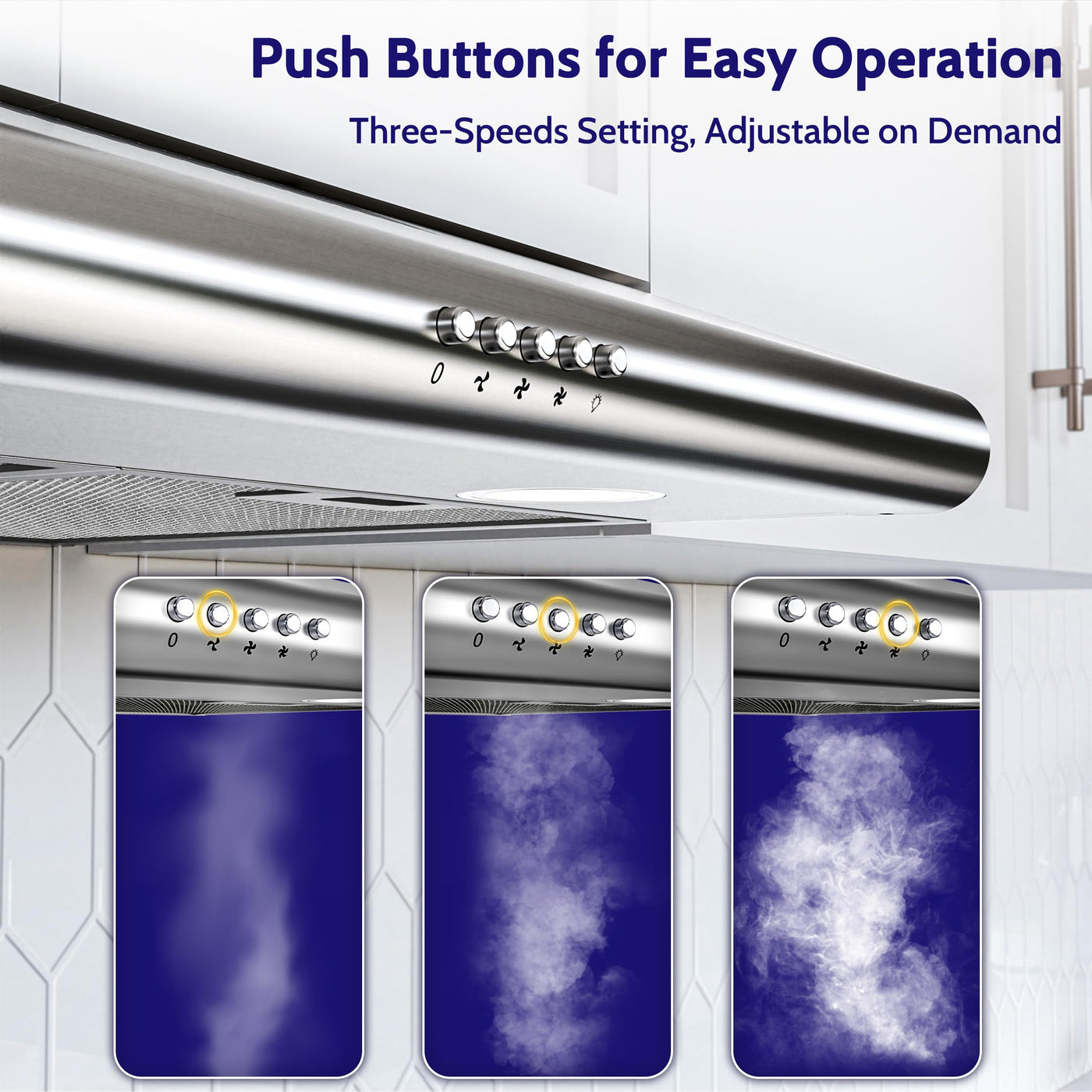 FIREGAS Dunstabzugshaube 60cm für Umluft- oder Abluftbetrieb, Dunstabzugshaube 60cm mit Bürstenloser motor & 3 Leistungsstufen, Abzugshaube Abluftleistung 250 m³/h, Edelstahl