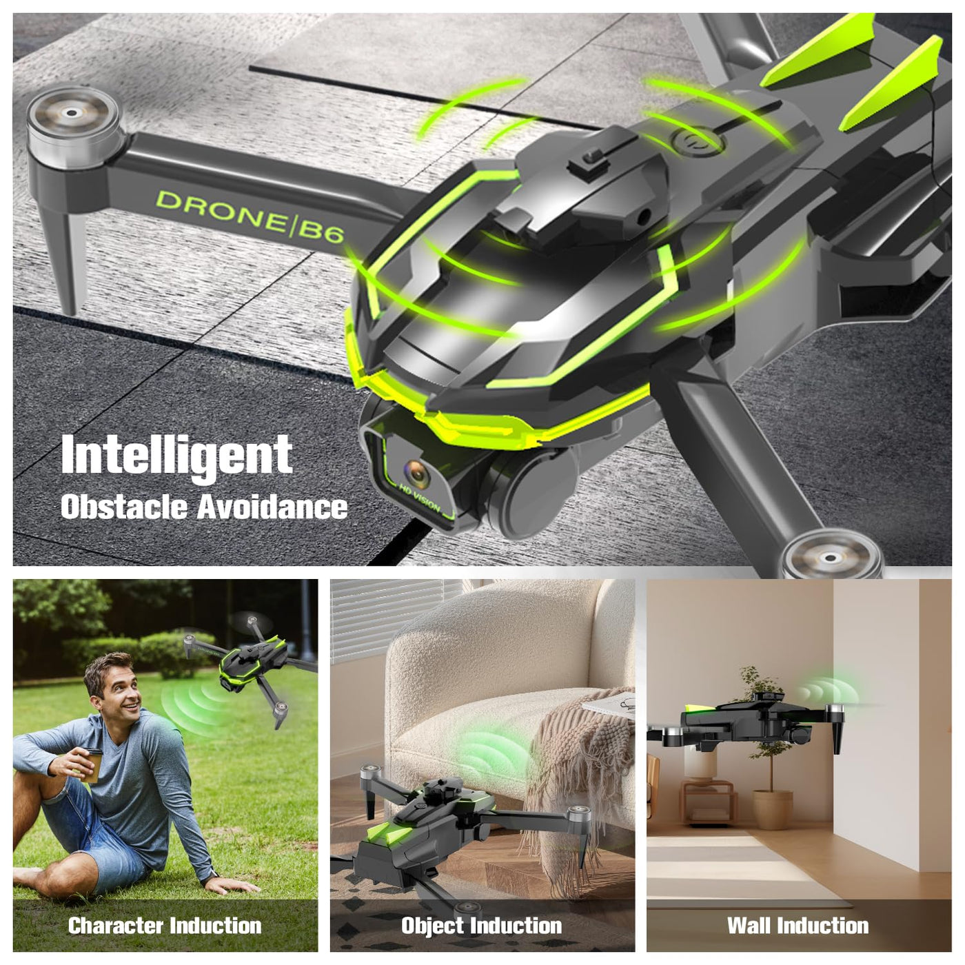 Drohne mit Kamera 4K für Kinder mit Bürstenlose Motor, RC Drone Quadcopter mit WiFi Übertragung, 38 mins Lange Flugzeit, Anfänger Drohne Spielzeug Geschenke für Jungen Mädchen (Green)