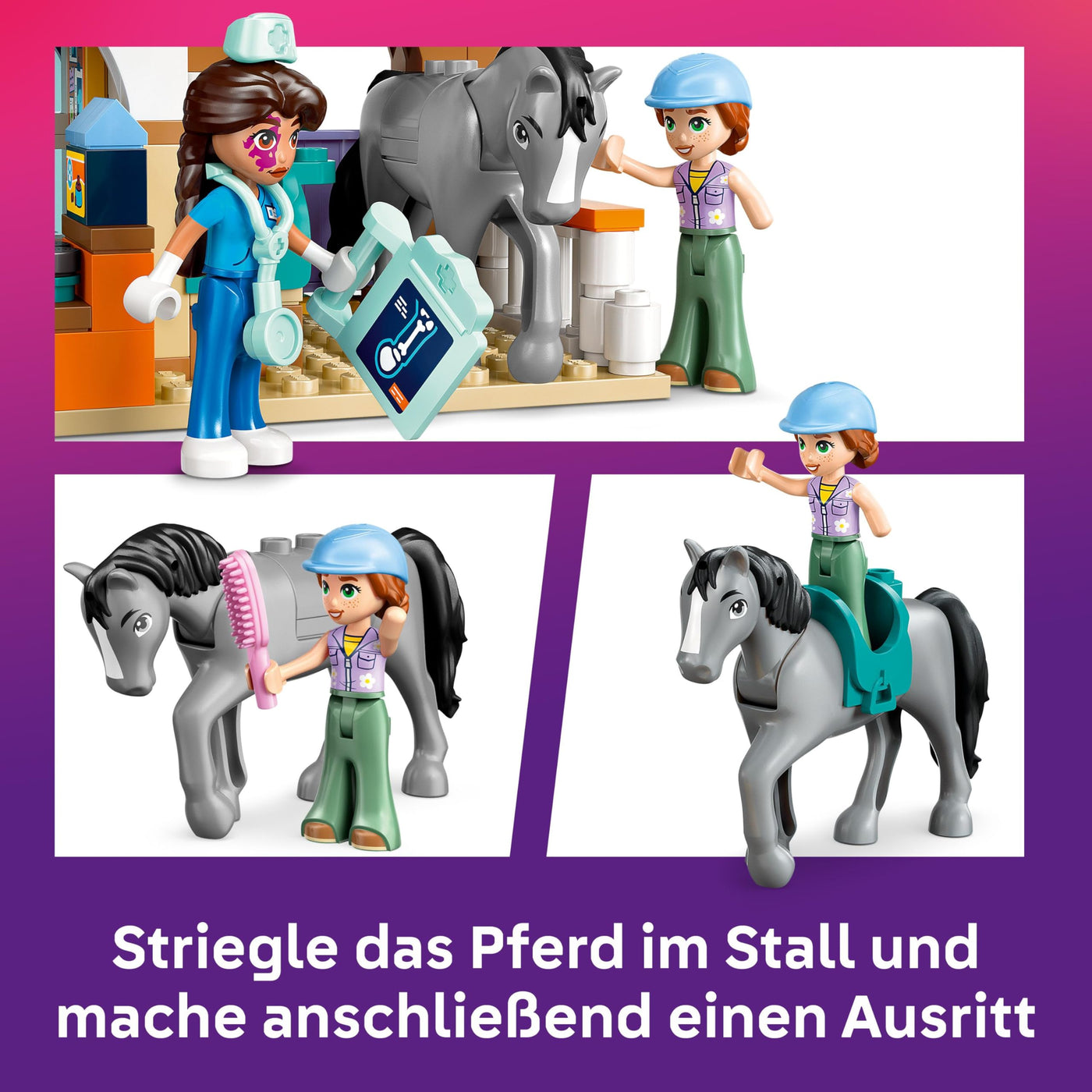 LEGO Friends Tierarztpraxis für Pferde und Haustiere - Pferdespielzeug für Mädchen und Jungen mit 3 Figuren und 5 Tierfiguren - Kreatives Spielset - Geschenk für Kinder ab 7 Jahren 42651