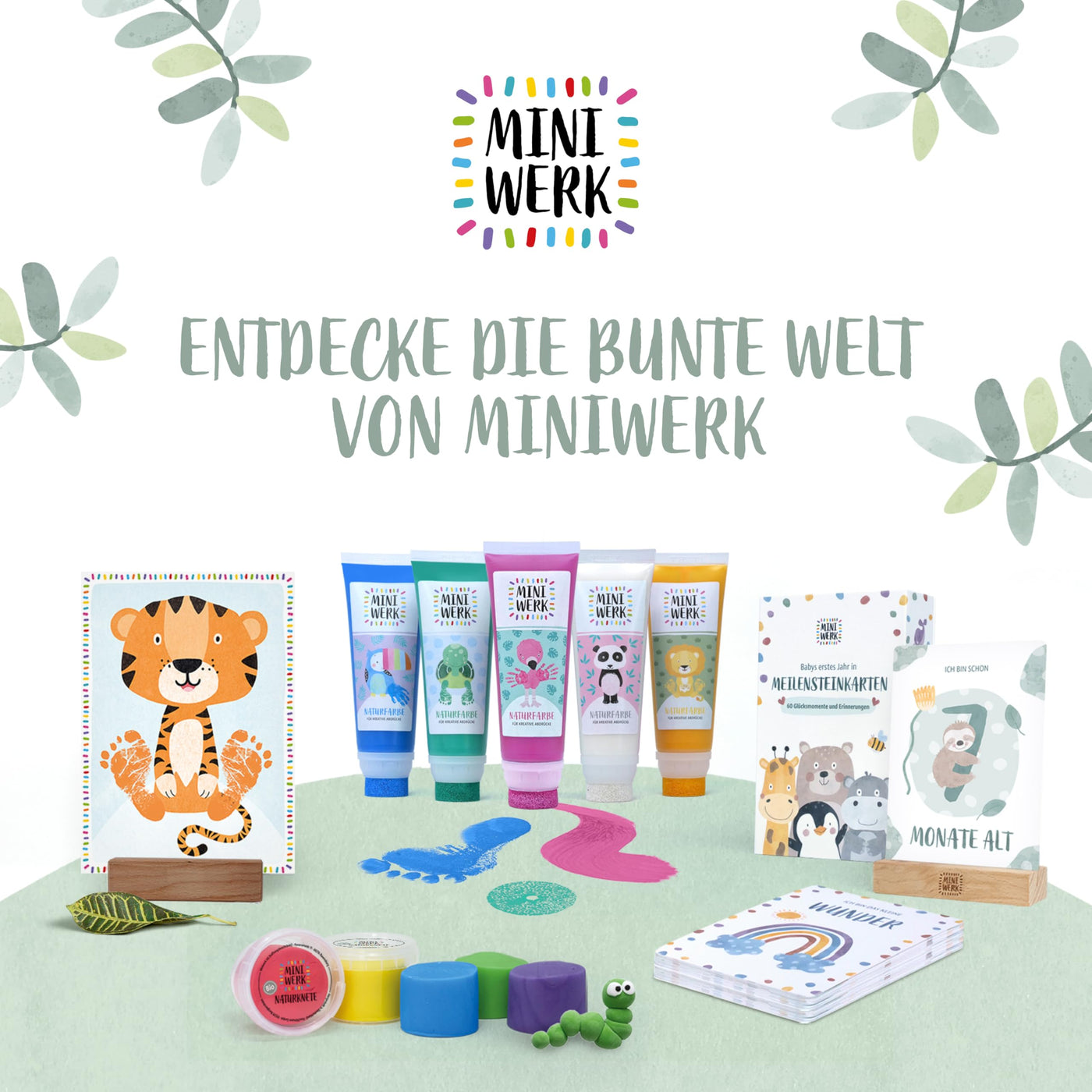 Miniwerk Bio Knete Set Kinder 4x 100gr., Geschenk Mädchen & Jungen 4 5 Jahre – Knete ab 2 Jahre ungiftig und vegan – Schultüte Füllung & Kindergeburtstag (Rot, Blau, Grün, Gelb), Softknete