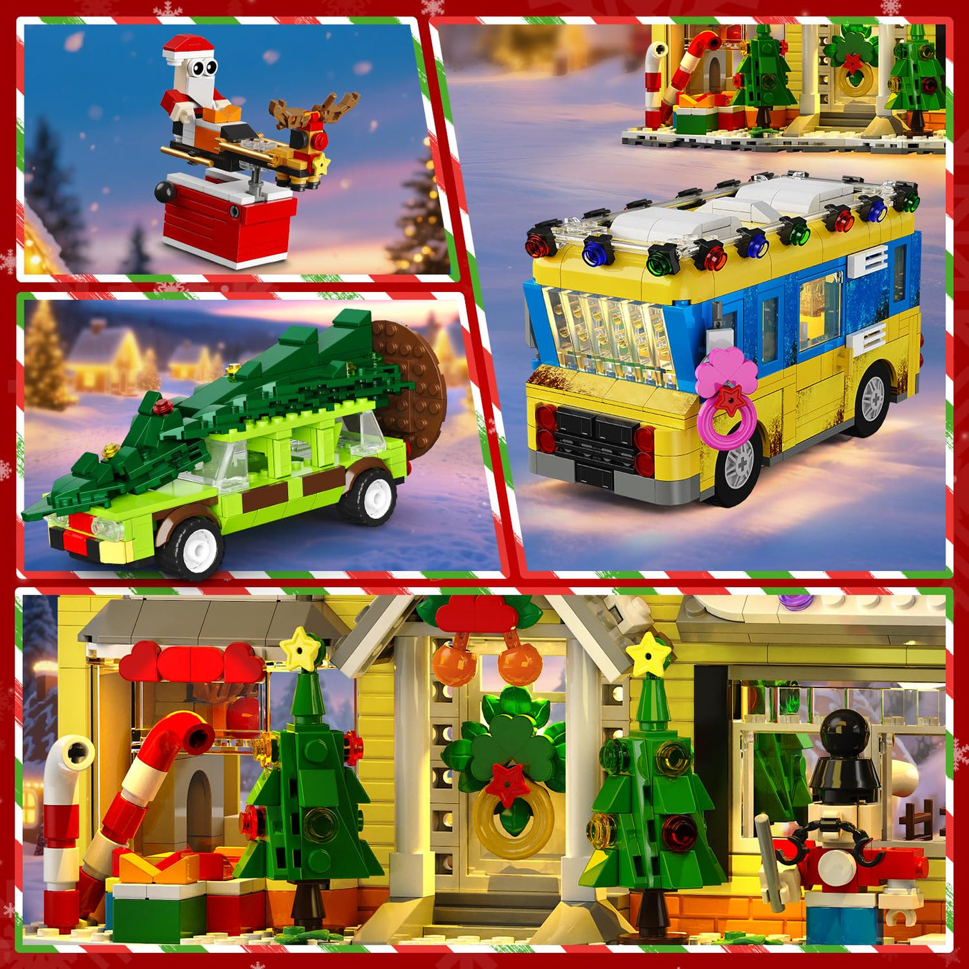 HOGOKIDS Adventskalender 2025 Weihnachts Bauspielzeug mit Licht, 24 Tage-Weihnachts Countdown Haus, Mini-Baustein-Set, Weihnachtsspielzeug Geschenk für Erwachsene Kinder Mädchen Jungen ab 12 Jahren