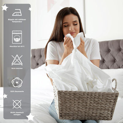 nordqueen Native Bettwäsche,100% Baumwolle mit Knopfdetail aus Kokosnussschale-KnopfBettbezug aus,Weiche und Angenehme Schlafkomfort (Miha, 4-TLG. 2 X 135X200 cm + 2 X 80X80 cm)