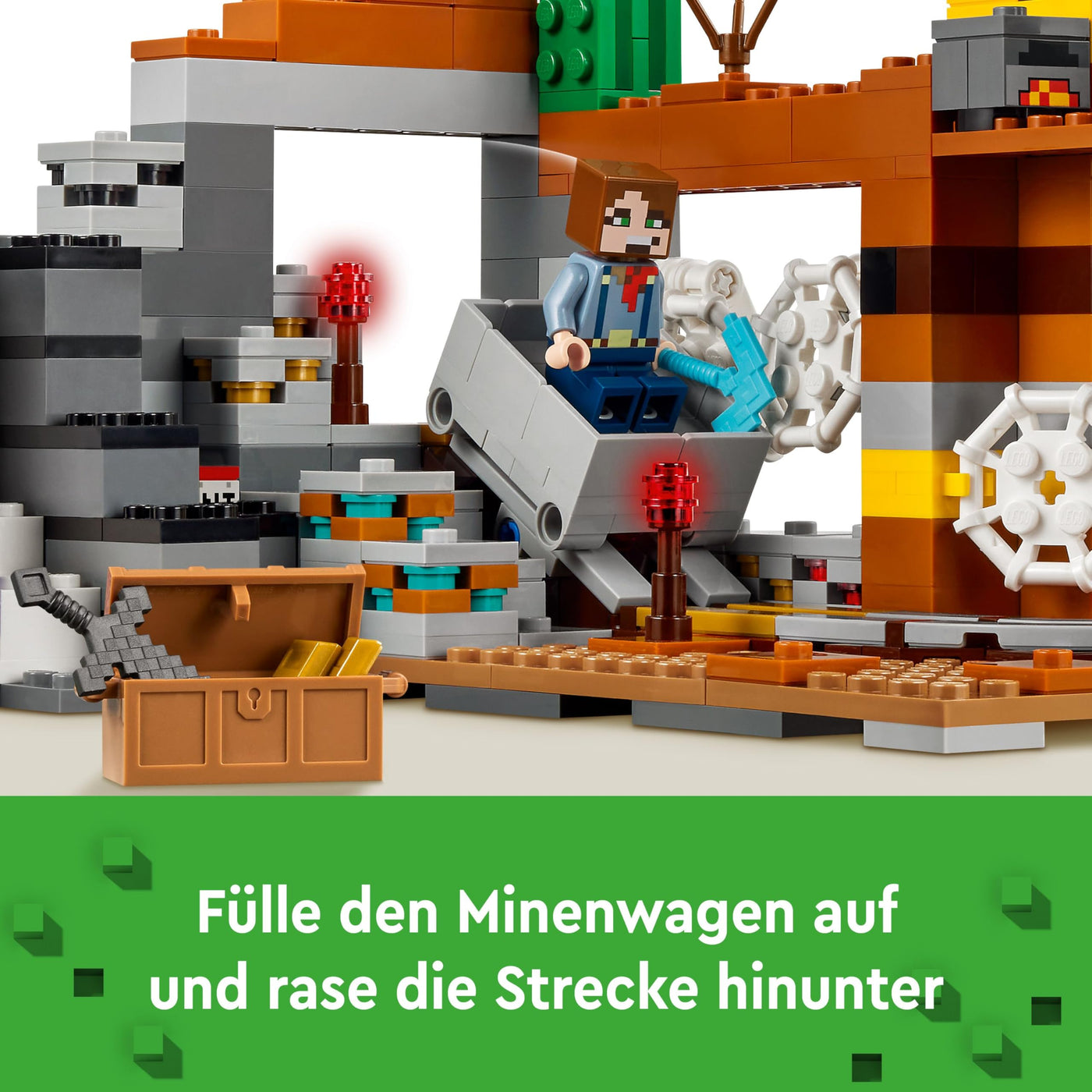 LEGO Minecraft Die Mine in den Badlands -Interaktives Spielzeug mit Forscher-, Creeper- und Spinnen Figuren sowie einer TNT-Explosionsfunktion - Gamer Geschenk für Jungen & Mädchen ab 8 Jahren - 21263