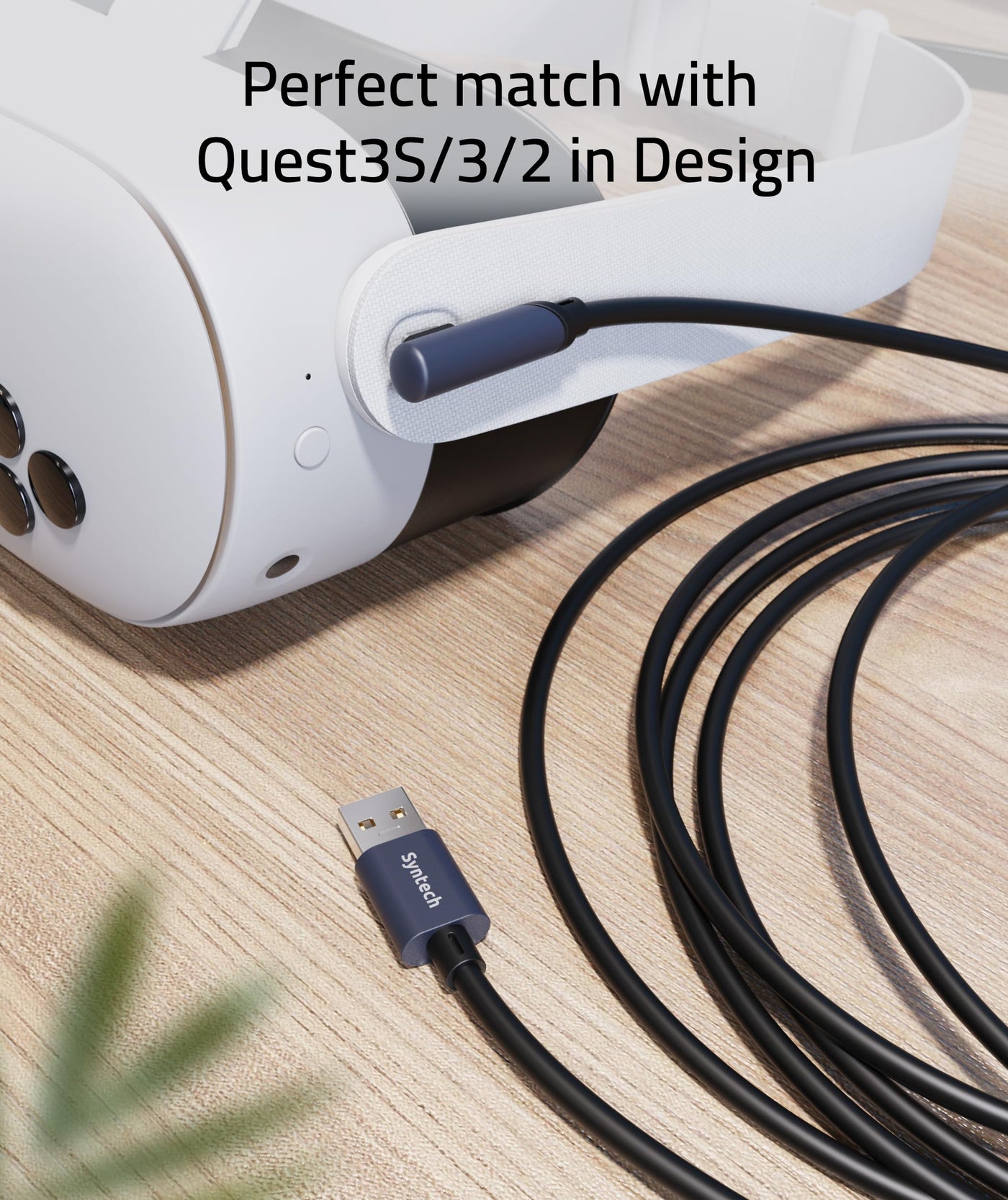 Syntech Link Kabel 5M, Kompatibel mit Oculus Meta Quest 3/3S, Quest2/1/Pro und Pico 4, PC Steam VR Zubehör, High Speed Datenübertragung, USB 3.0 zu USB C Kabel für VR und Gaming PC, Schwarz