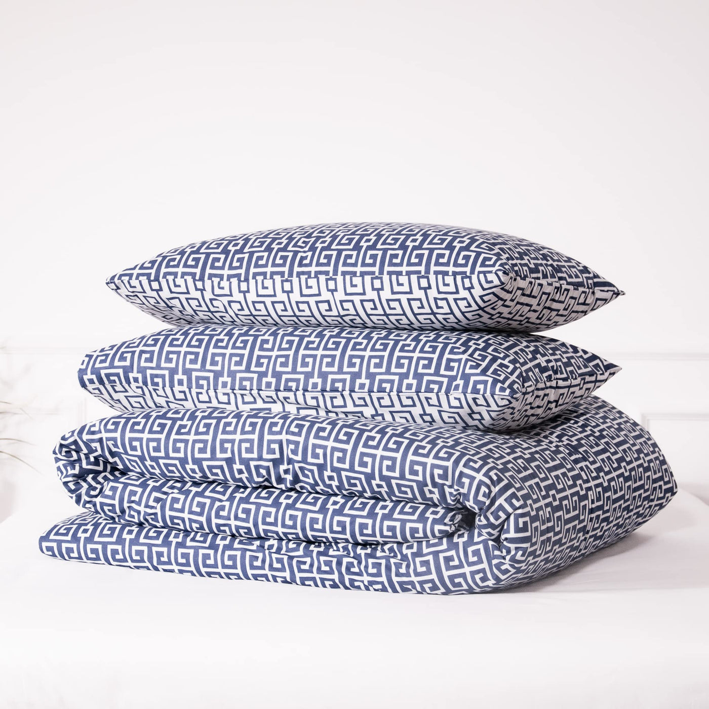 LERUUM Bettwaesche Set 135x200 Baumwolle Navy Blau Weiß Erwachsene Jungen Geometrisches Wendbares Bettbezug mit 1x Kissenbezug 80x80(2 teilig Classy)