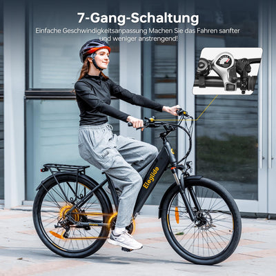 Eleglide T2 E Bike, 27,5" Trekkingrad E-Bike Herren Damen mit Hydraulische Scheibenbremsen, 36V 13Ah Akku,100km Reichweite, Elektrofahrrad mit 7-Gang-Getriebe, Pedelec Citybike EBike für Erwachsene