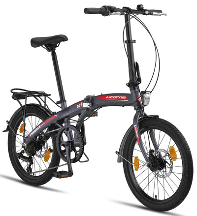 Licorne Bike Phoenix 2D 20 Zoll Aluminium Faltrad Klapprad Scheibenbremse Discbremse Faltfahrrad Herren Damen 7 Gang Kettenschaltung Folding City Bike Alu-Rahmen StVZO