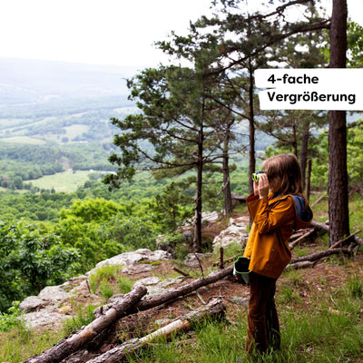 HABA Terra Kids Fernglas für Kinder – 4-fache Vergrößerung, inklusive Tragetasche, Sicherheitskordel und Wissenskarten, Natur beobachten & entdecken – 1004132001