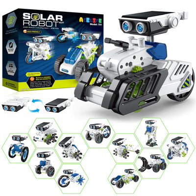 Solar Roboter Spielzeug für Kinder, 12-in-1 Solar Robot Kit Solar oder Wiederaufladbar Batterie Betrieben DIY STEM Bauspielzeug Experimente Spielzeug BausatzJunge ab 8 9 10 11 12 13 Jahren