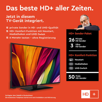 Telefunken D43U551X1CWI 43 Zoll Fernseher/Smart TV (4K Ultra HD, HDR Dolby Vision, Triple-Tuner, Dolby Atmos) - 6 Monate HD+ inkl.