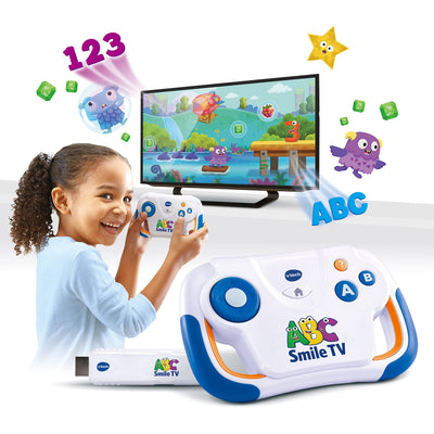 Vtech ABC Smile TV – Kabellose Lernkonsole mit HDMI-Stick für den Fernseher mit 15 Spiel-Level für stundenlangen Lernspaß – Für 3-7 Jahre - Deutsch